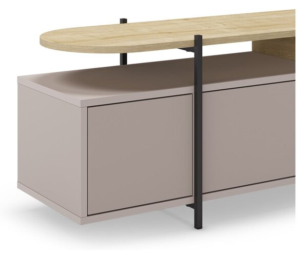 Sivo-béžový TV stolík v dekore duba 160x48 cm Hinoa – Marckeric