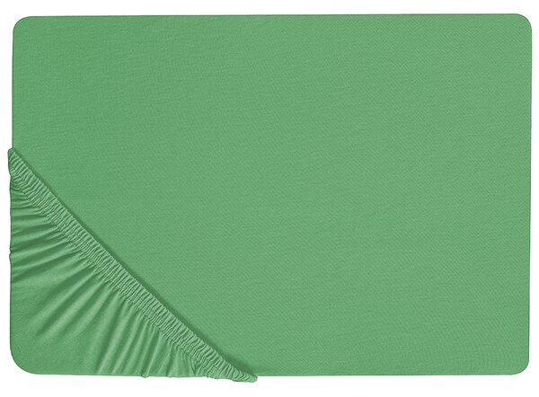 Napínacie prestieradlo zelené bavlnené 140 x 200 cm elastické okraje klasická posteľná plachta textílie do spálne