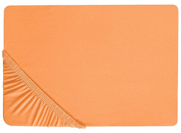 Napínacie prestieradlo oranžové bavlnené 140 x 200 cm elastické okraje klasická posteľná plachta textílie do spálne