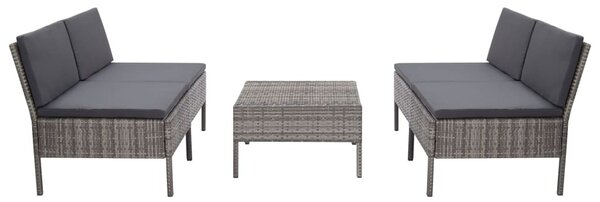 Maison Exclusive – 5-dielna záhradná sedacia súprava s vankúšmi, poly ratan, sivá