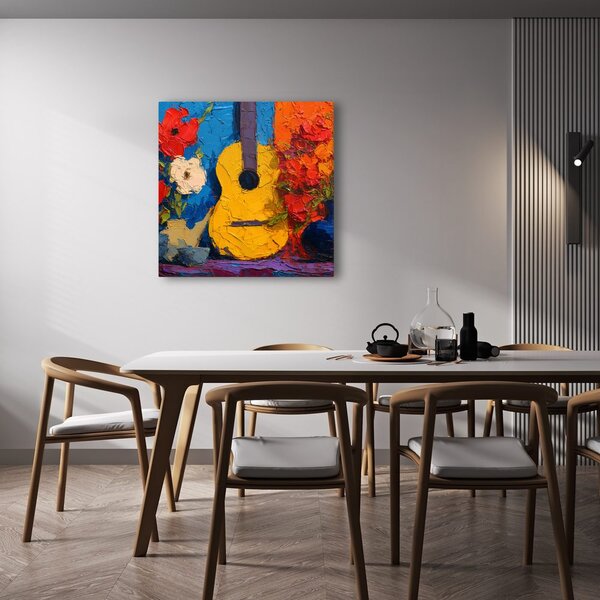 Obraz gitara s kvetinovou kompozíciou