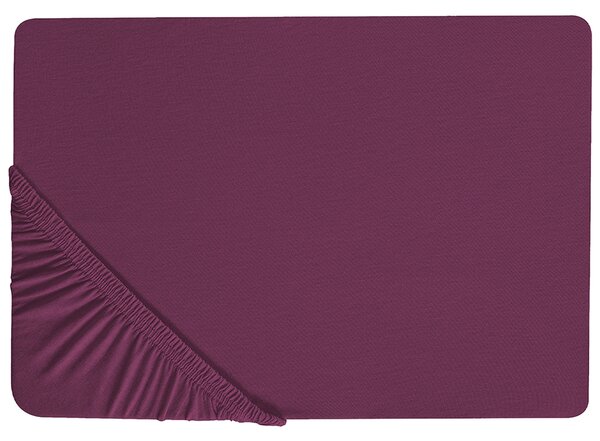 Napínacie prestieradlo bordové bavlnené 140 x 200 cm elastické okraje klasická posteľná plachta textílie do spálne