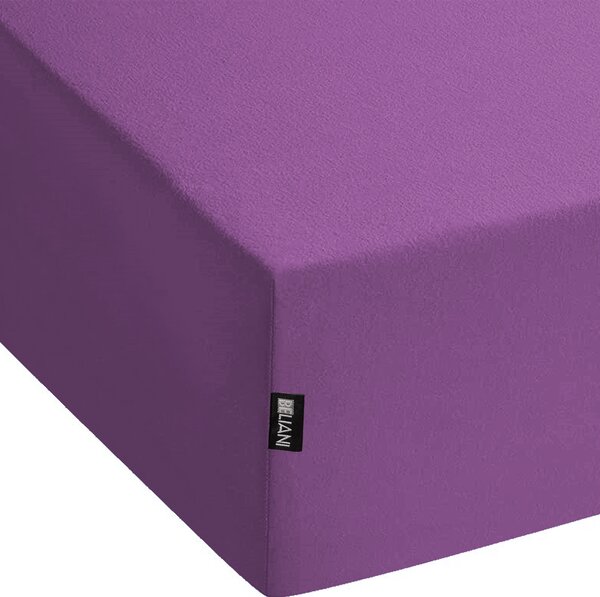 Napínacie prestieradlo fialové bavlnené 140 x 200 cm elastické okraje klasická posteľná plachta textílie do spálne