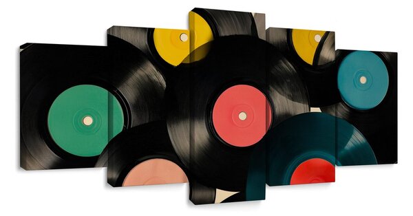5-dielny obraz farebné gramofónové platne