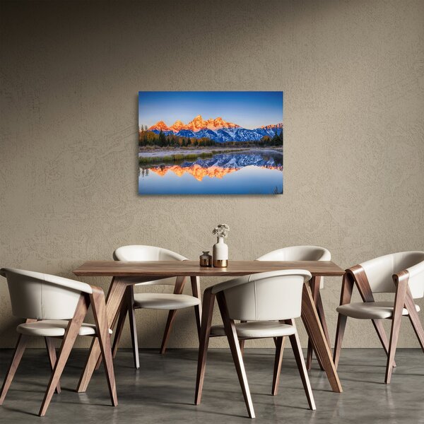 Sklenený obraz zasnežených horských štítov (70x50 cm)