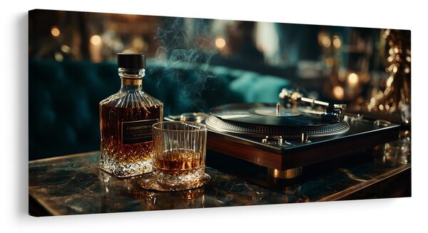 Obraz pohoda s whisky a vinylom