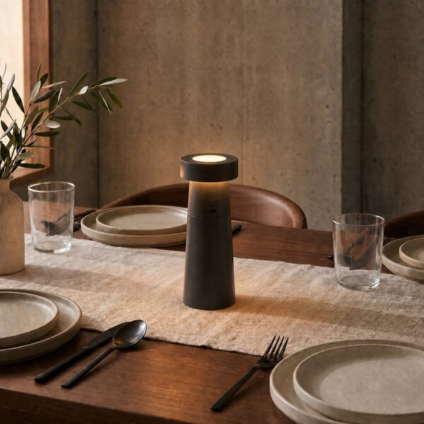 Stolové Lampa Lucande, Pepper, Sivá, Jedáleň, Plast, Moderný