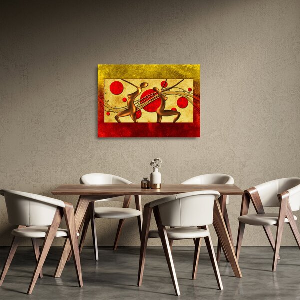 Abstraktný sklenený obraz s dvoma ženami (70x50 cm)