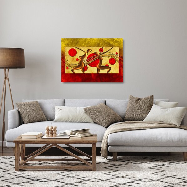 Abstraktný sklenený obraz s dvoma ženami (70x50 cm)