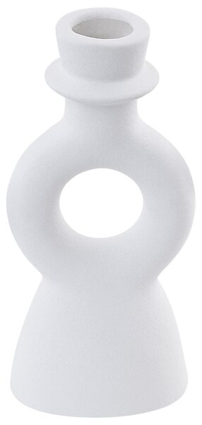 Svietnik biely keramický 17 cm zaoblený dizajn minimalistický boho štýl dekorácie doplnky