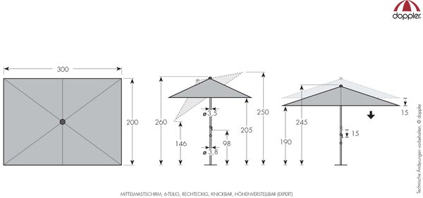 Doppler myZone záhradný slnečník 300 x 200 cm zelený Doppler