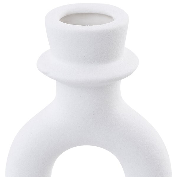 Svietnik biely keramický 17 cm zaoblený dizajn minimalistický boho štýl dekorácie doplnky