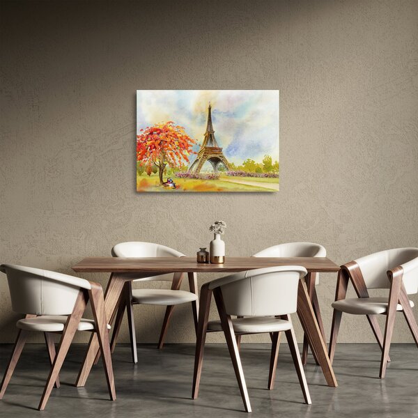 Maľovaný sklenený obraz Eiffelovej veže (70x50 cm)
