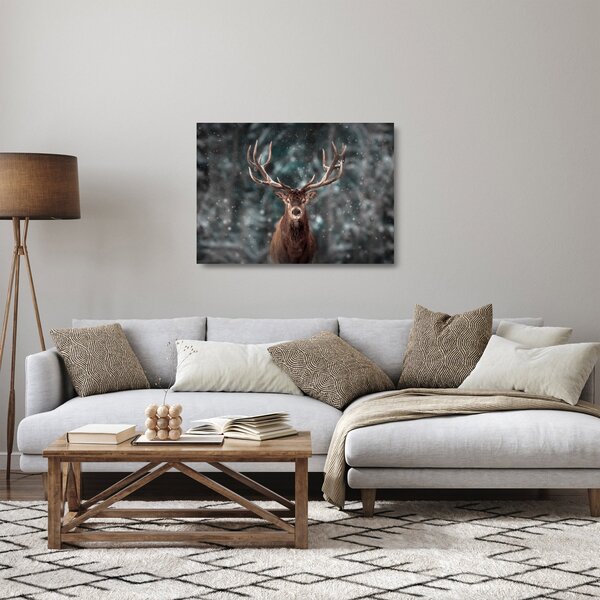 Sklenený obraz - Majestátnosť jeleňa (70x50 cm)