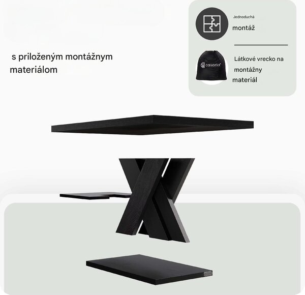 Konferenčný stolík Detroit 90x60x45cm - čierny