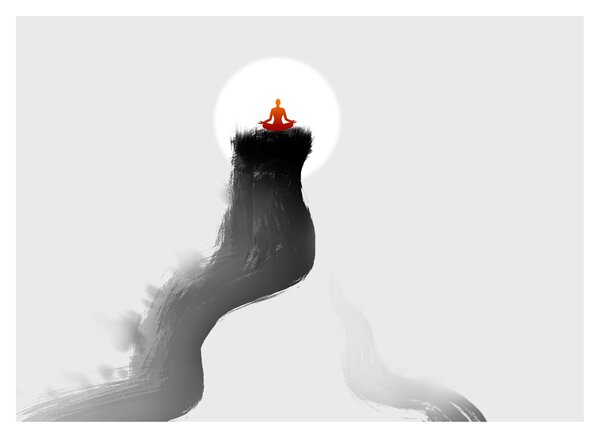 Sklenený obraz - Meditácia na vrchole (70x50 cm)