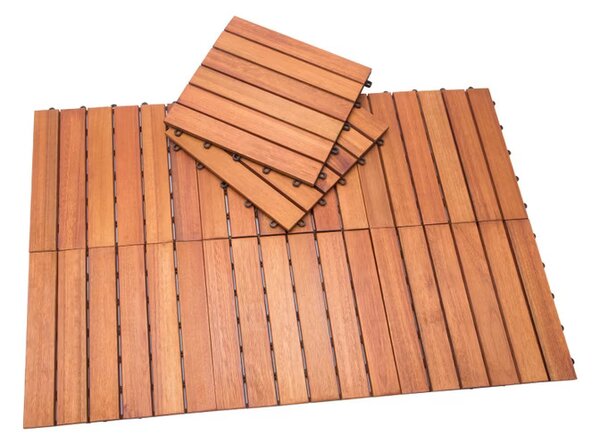 Drevené dlaždice eukalyptus – sada 11ks, 30×30 cm