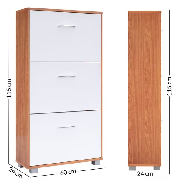Skrinka na topánky 115x60x24 cm - buk/biela