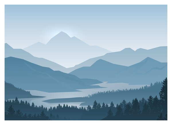 Sklenený obraz - Hory pohľadom grafika (70x50 cm)
