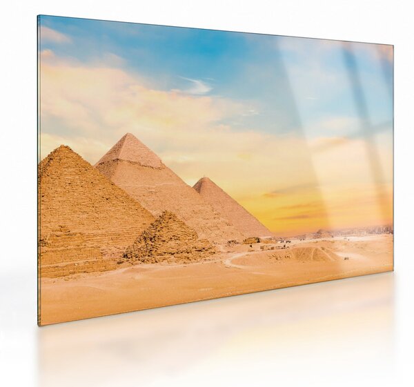 Sklenený obraz egyptských pyramíd (70x50 cm)