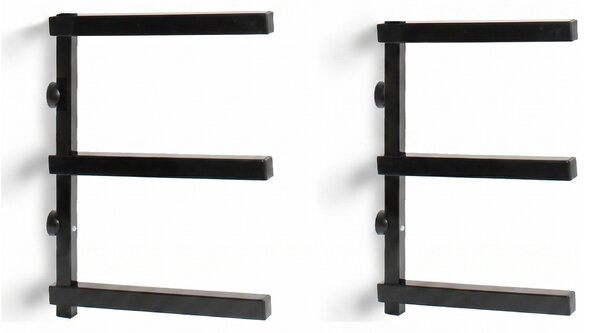 Nástenný regál na drevo a dlhý materiál, 3 úrovne, 350 × 410 mm (2 ks)