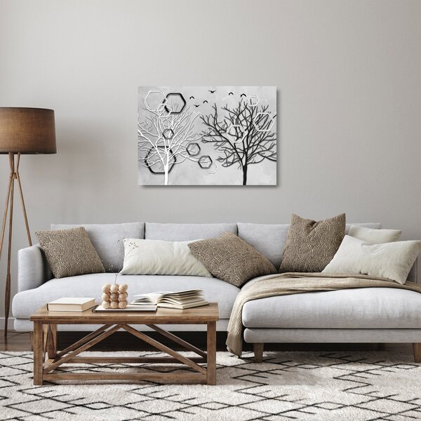 Abstraktný sklenený obraz so stromami (70x50 cm)
