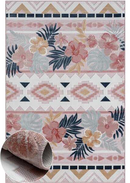 My Flair , Kusový koberec Flora II rosa – na von aj na doma, 80x150, viacfarebná, chodba / predsieň