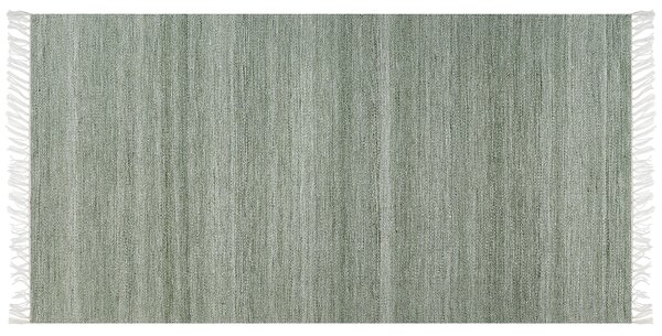 Koberec svetlozelený recyklovaný syntetický materiál 80 x 150 cm so strapcami interiér exteriér
