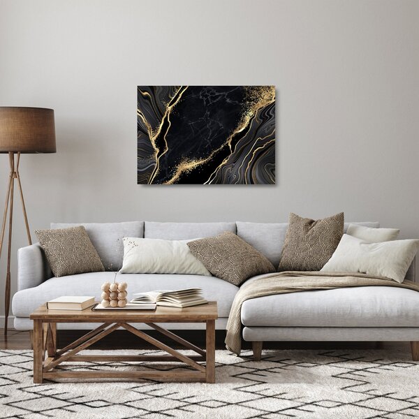 Sklenený obraz zlaté abstrakcie (70x50 cm)