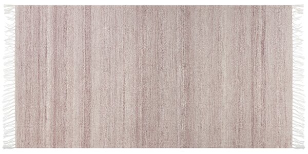 Koberec svetločervený recyklovaný syntetický materiál 80 x 150 cm so strapcami interiér exteriér