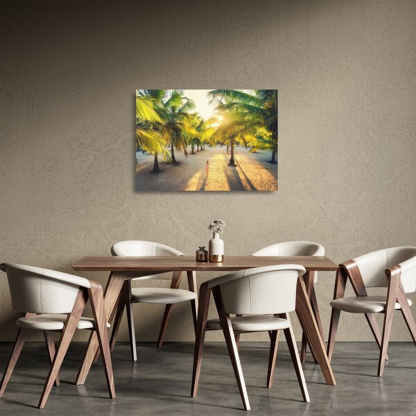 Sklenený obraz - Žena v palmách (70x50 cm)