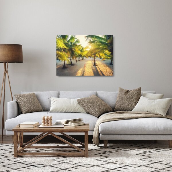 Sklenený obraz - Žena v palmách (70x50 cm)
