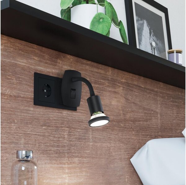 Eglo 300913 - LED svietidlo do zásuvky PARRINI 1xGU10/4,5W/230V čierna