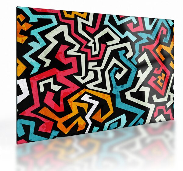Sklenený obraz grafické abstrakcie (70x50 cm)
