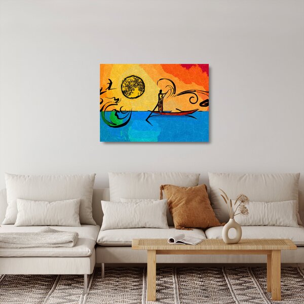 Sklenený obraz starovekej maľby (70x50 cm)
