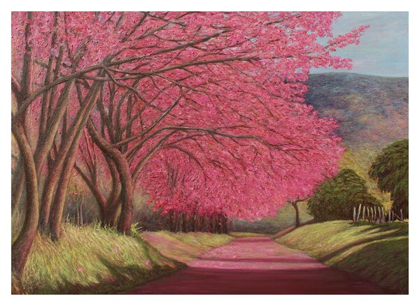 Sklenený obraz rozkvitnutých stromov (70x50 cm)