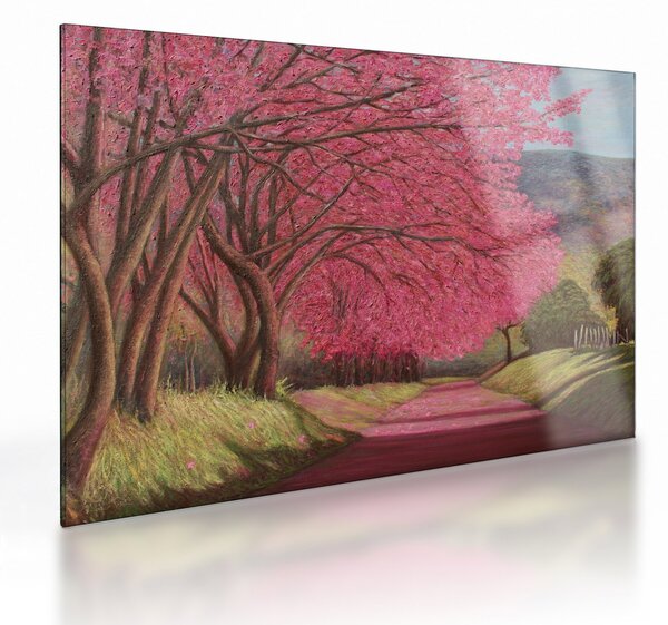 Sklenený obraz rozkvitnutých stromov (70x50 cm)