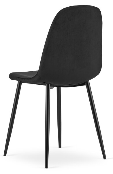 Jedálenská stolička PADVA VELVET s čiernymi nohami, čierna