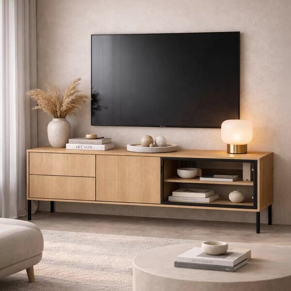 TV stolík Harmona 160 cm s osvetlením - dub lindberg