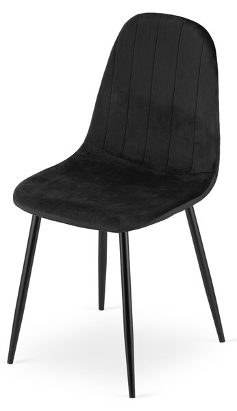 Jedálenská stolička PADVA VELVET s čiernymi nohami, čierna