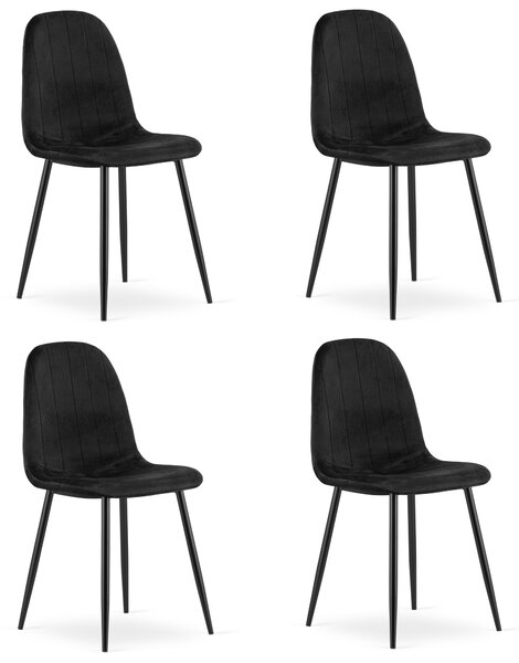 Jedálenská stolička PADVA VELVET s čiernymi nohami, čierna
