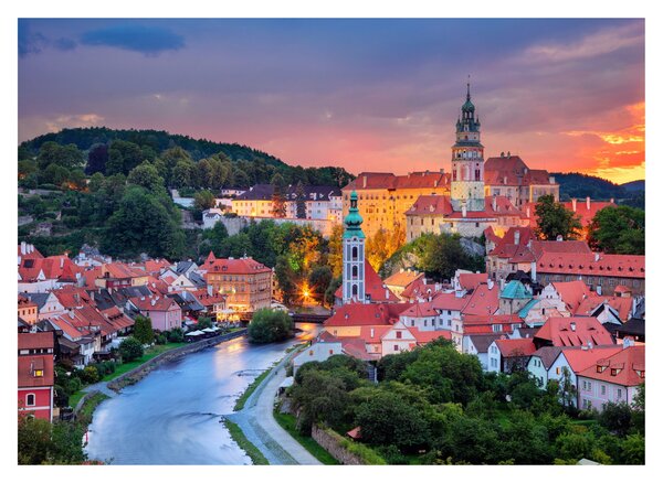 Sklenený obraz - Český Krumlov (70x50 cm)