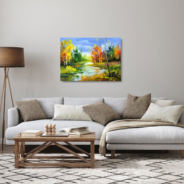 Sklenený obraz - Maľba krajiny (70x50 cm)