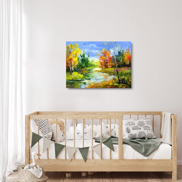 Sklenený obraz - Maľba krajiny (70x50 cm)