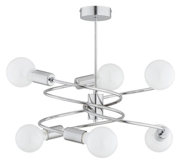 Luster na tyči DISCO 6xE27/60W/230V lesklý chróm