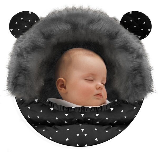 Spací vak do kočíka Elmi Ricokids - čierny s trojuholníkmi