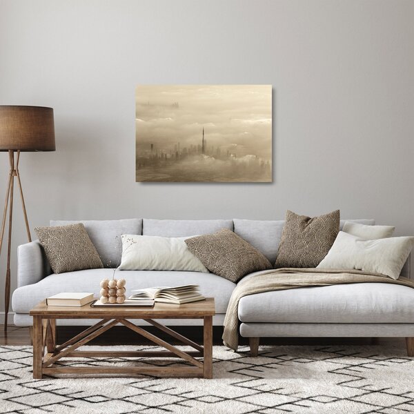 Sklenený obraz mesta v mrakoch (70x50 cm)