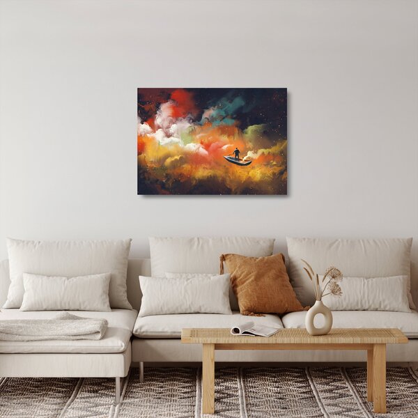 Sklenený obraz - Muž plaviace vesmírom (70x50 cm)