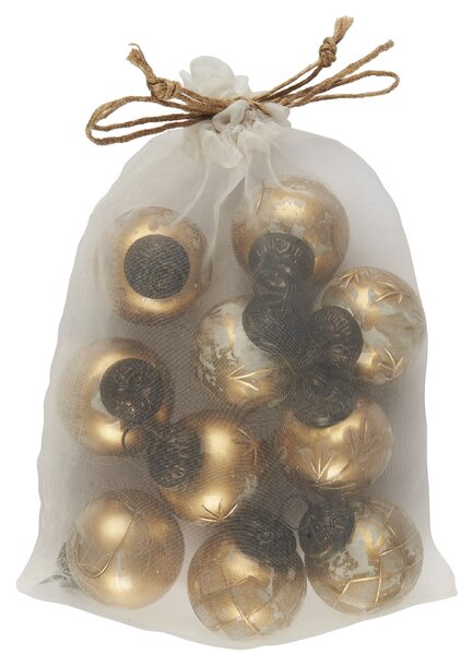 Mini vianočné ozdoby Brass Gold Engraving – set 10 ks