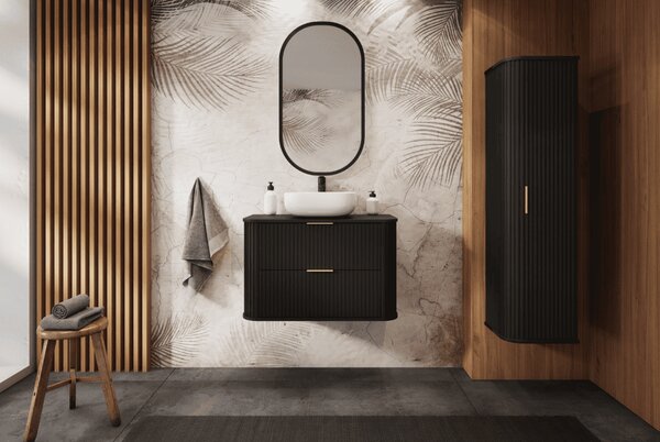 Vysoká skrinka do kúpeľne ELEGANCE 139 Black